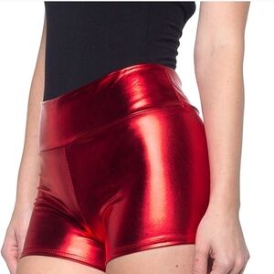 NWT J2 Love Metallic Faux Leather Shorts | Red | Size S